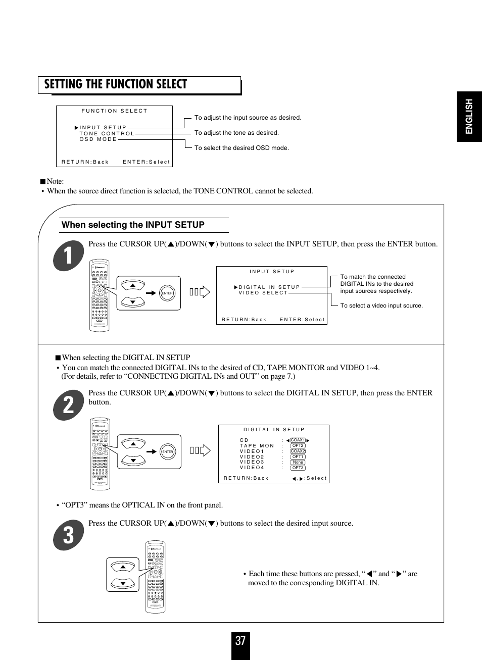 Setting the function select | Sherwood R-863 User Manual | Page 37 / 48