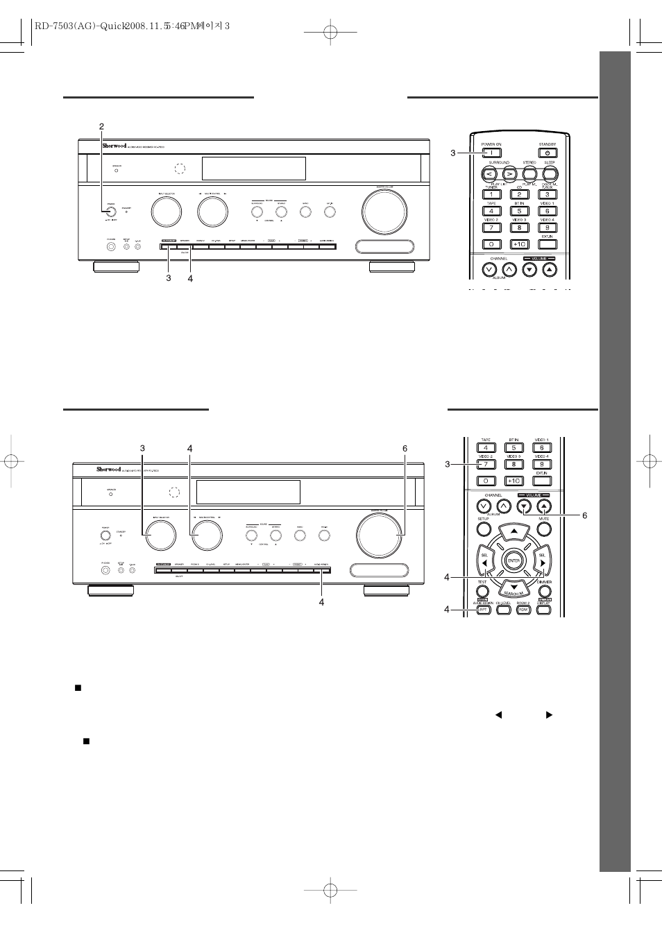 Quick st ar t guide 3, Turning on the unit playing a dvd player (video 2) | Sherwood RD-7503 User Manual | Page 3 / 4