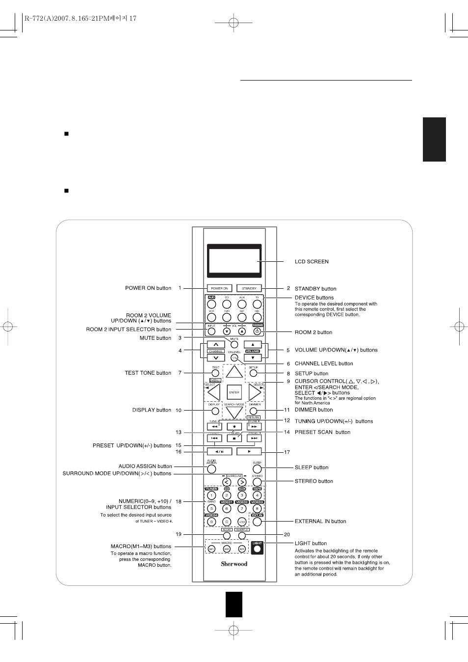 Universal remote controls | Sherwood R-772 User Manual | Page 17 / 79