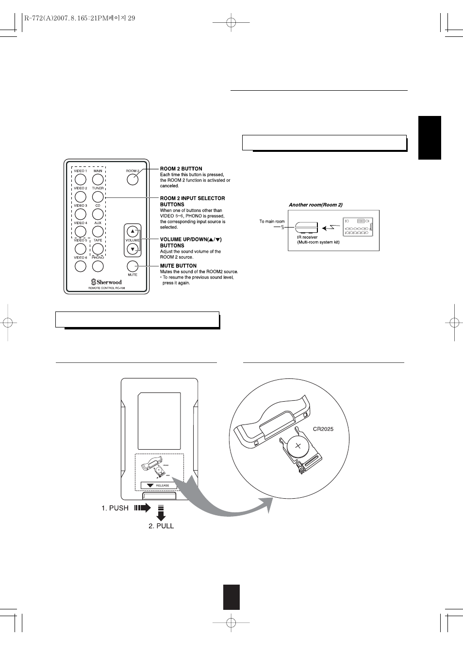 Room 2 remote controls | Sherwood R-772 User Manual | Page 29 / 79