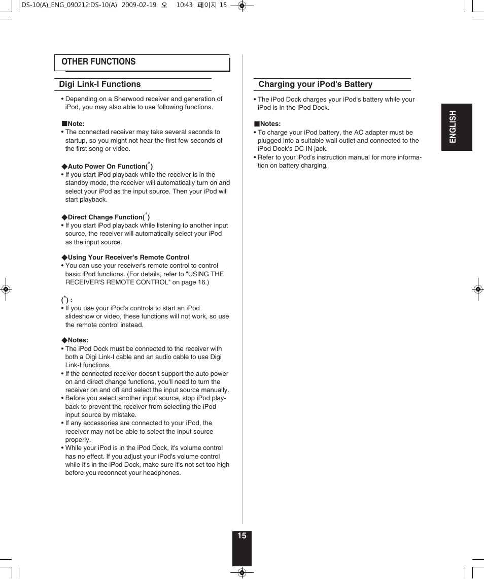 Sherwood DS-10 User Manual | Page 15 / 18