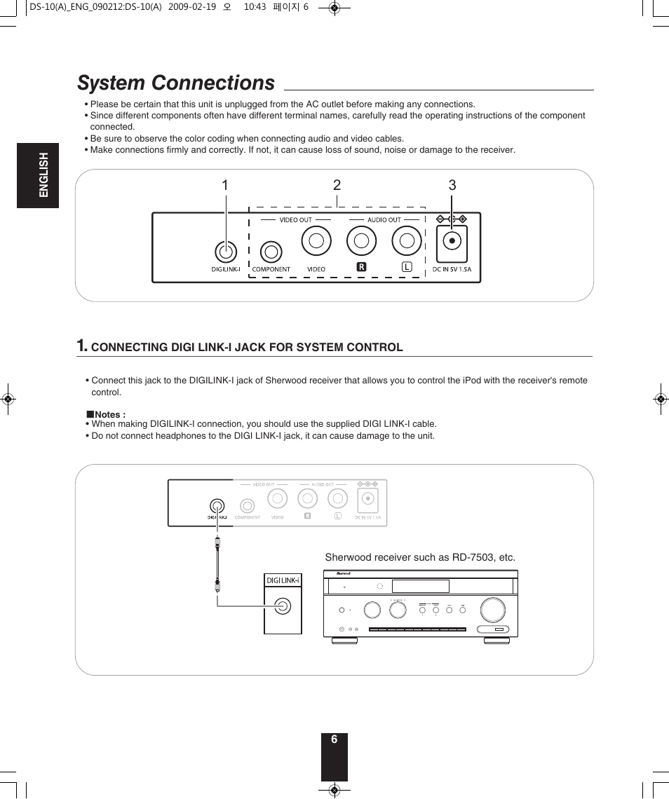 System connections | Sherwood DS-10 User Manual | Page 6 / 18