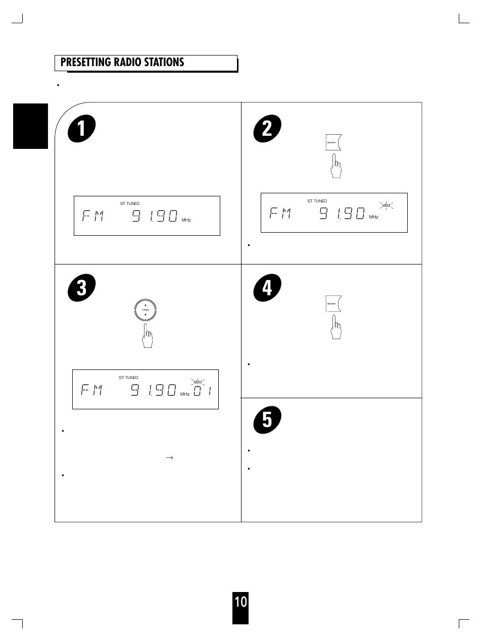 Presetting radio stations | Sherwood TX-5090C User Manual | Page 10 / 17
