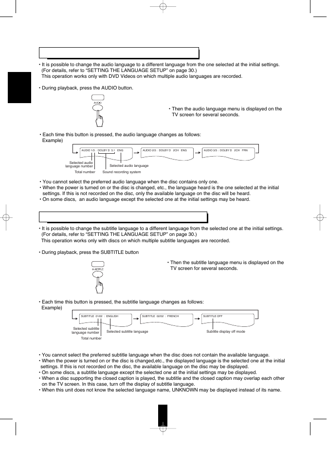 Changing the audio language [dvd | Sherwood V-768 User Manual | Page 23 / 44