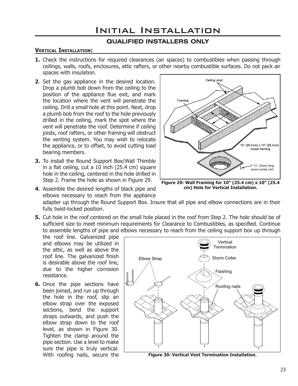 Vertical installation, Initial installation | Sherwood Enviro EG40 DV User Manual | Page 23 / 39