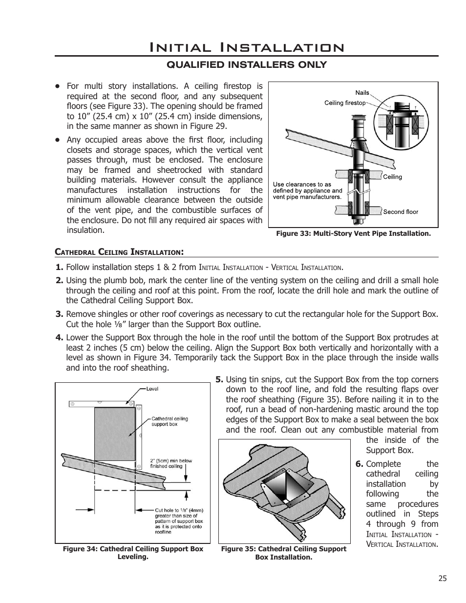 Cathedral ceiling installation, Initial installation | Sherwood Enviro EG40 DV User Manual | Page 25 / 39