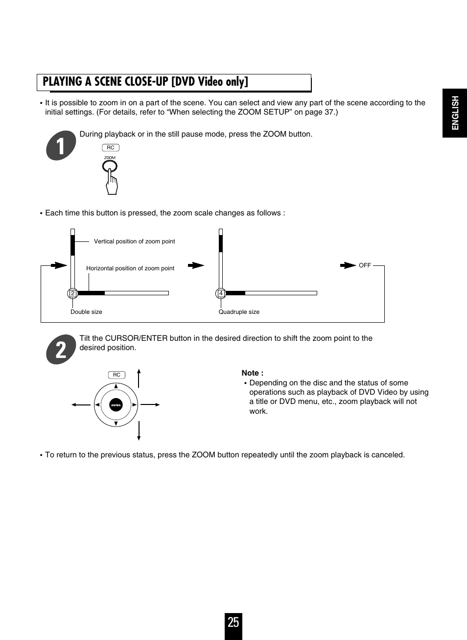 Playing a scene close-up [dvd video only | Sherwood V-756 User Manual | Page 25 / 48