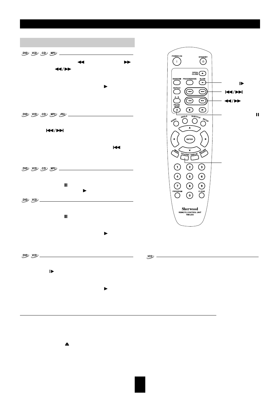 Basic playback, Various playback | Sherwood VD-4500 User Manual | Page 19 / 36