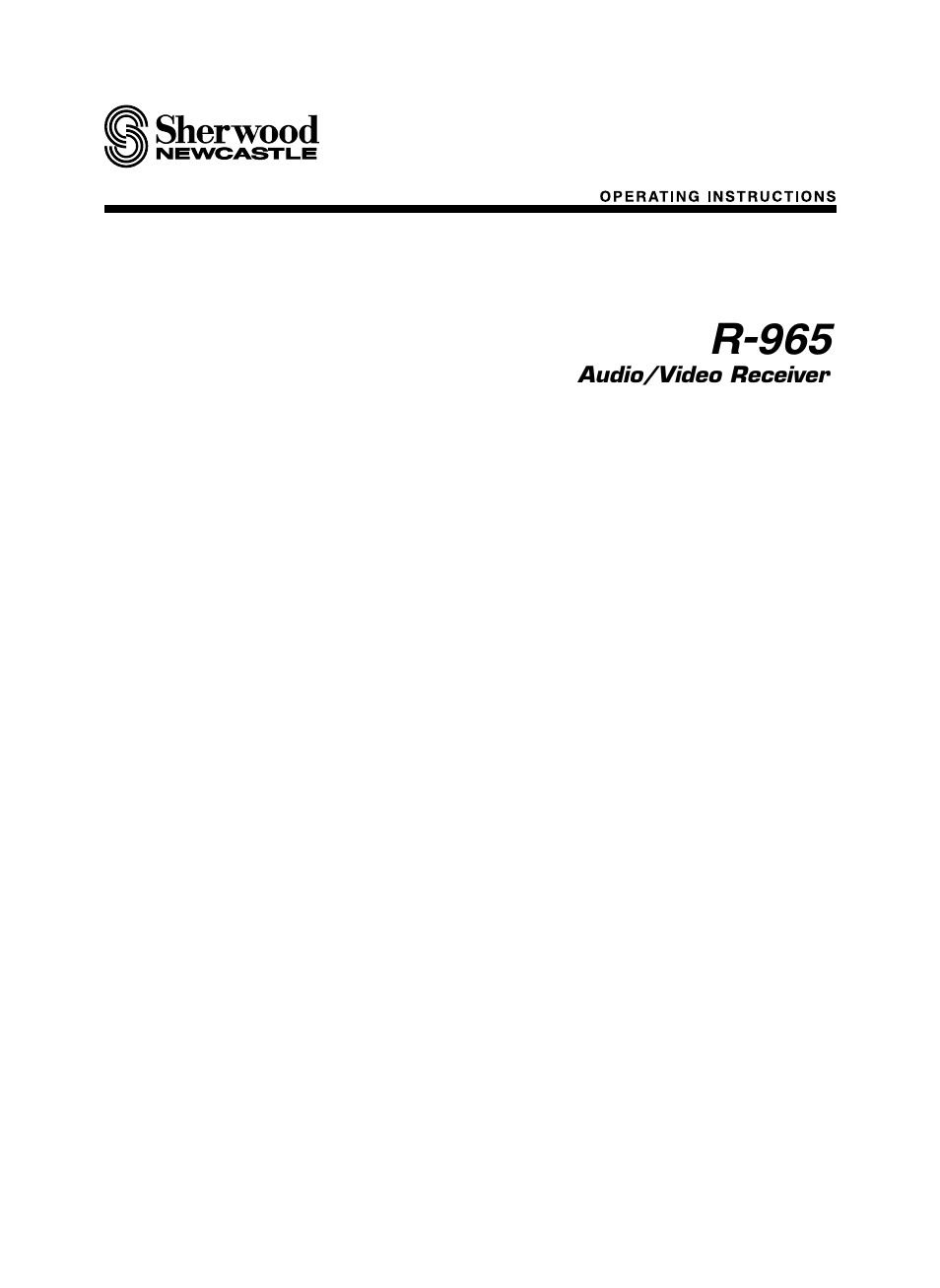 Sherwood R-965 User Manual | 67 pages