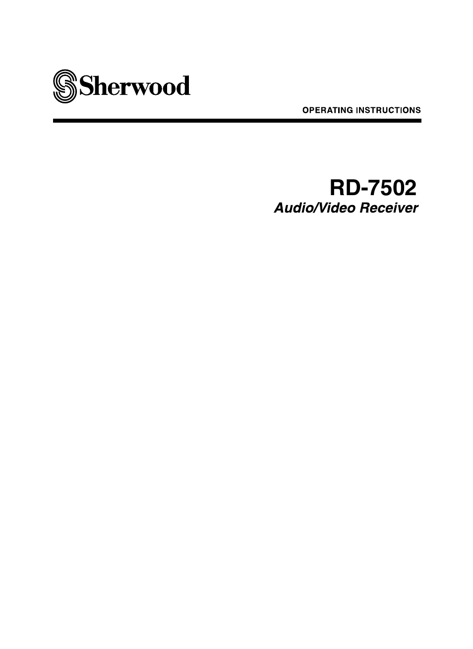 Sherwood RD-7502 User Manual | 56 pages