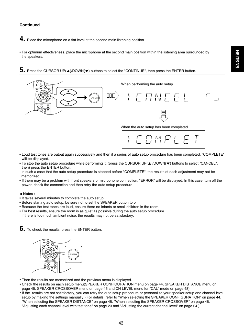 English, Continued | Sherwood RD-7502 User Manual | Page 43 / 56