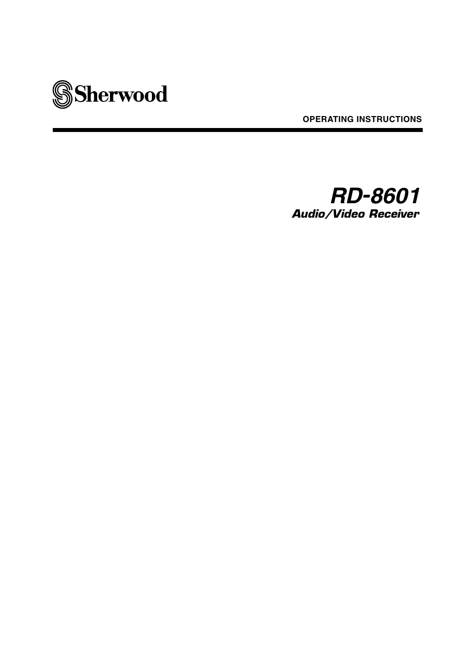 Sherwood RD-8601 User Manual | 58 pages