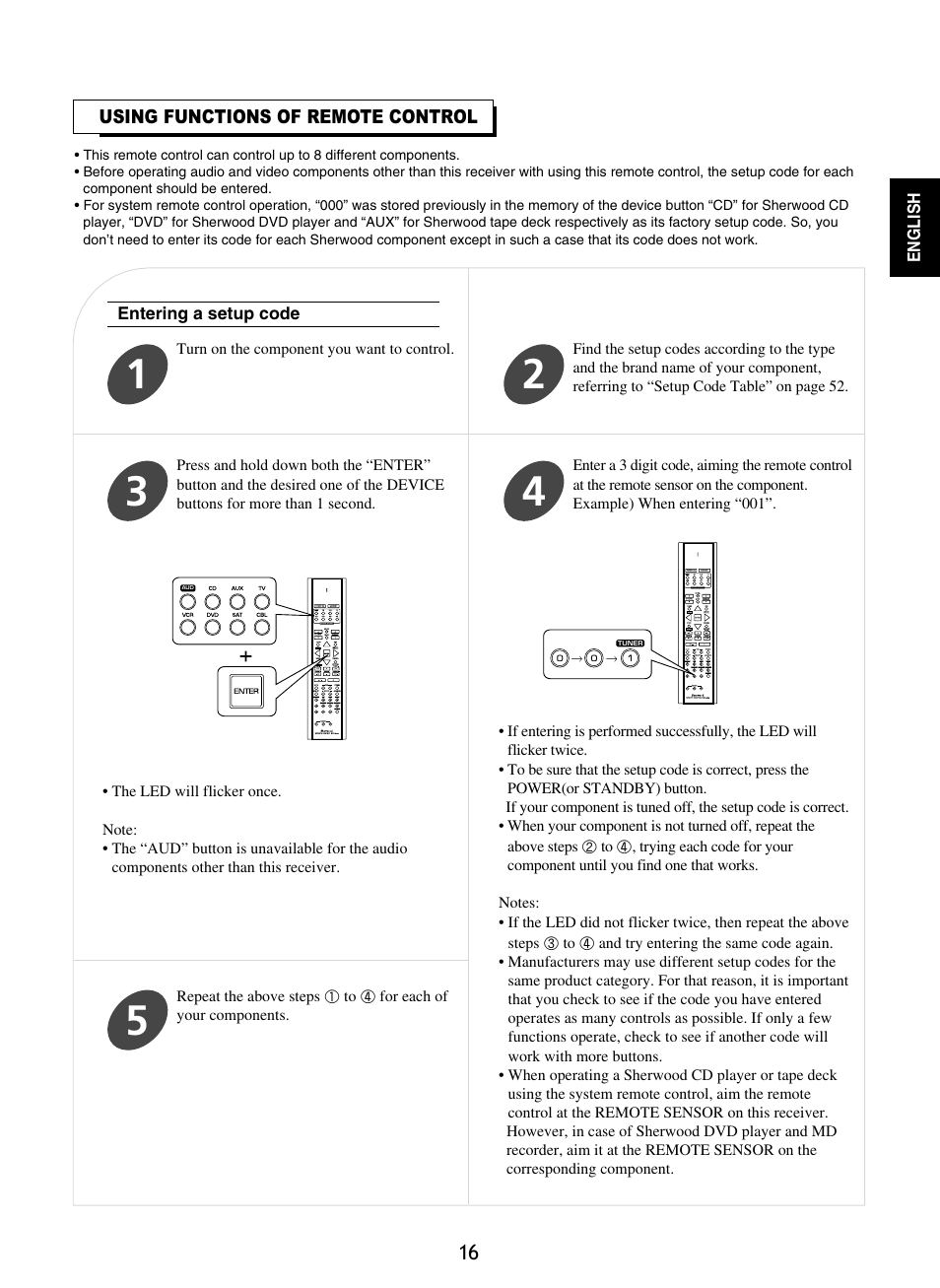 Using functions of remote control | Sherwood RD-8601 User Manual | Page 16 / 58