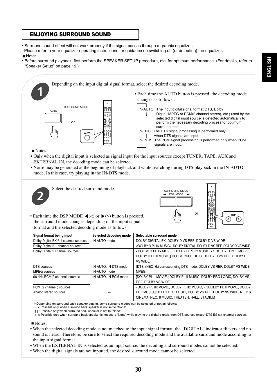 Enjoying surround sound | Sherwood RD-8601 User Manual | Page 30 / 58