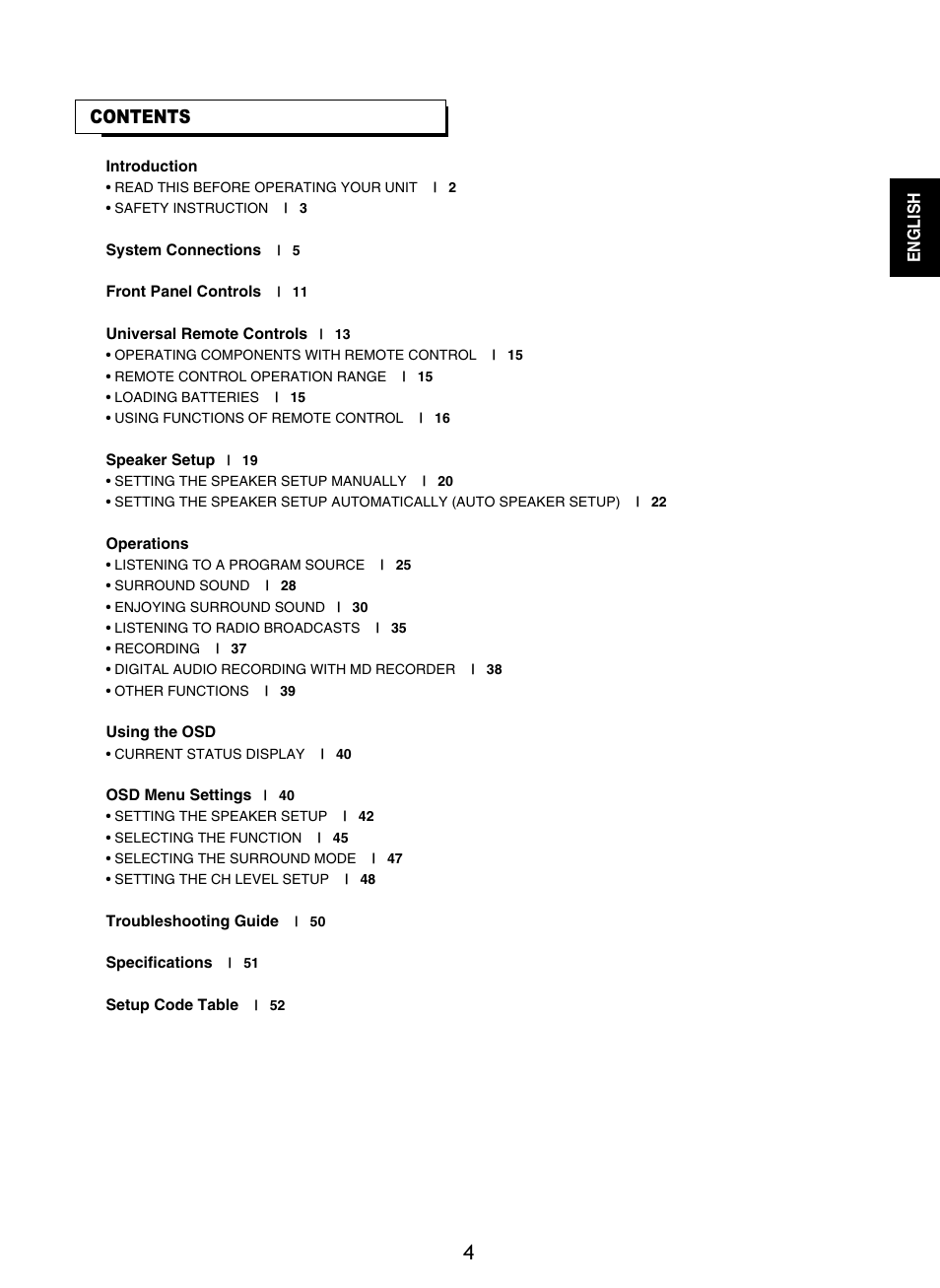 Sherwood RD-8601 User Manual | Page 4 / 58