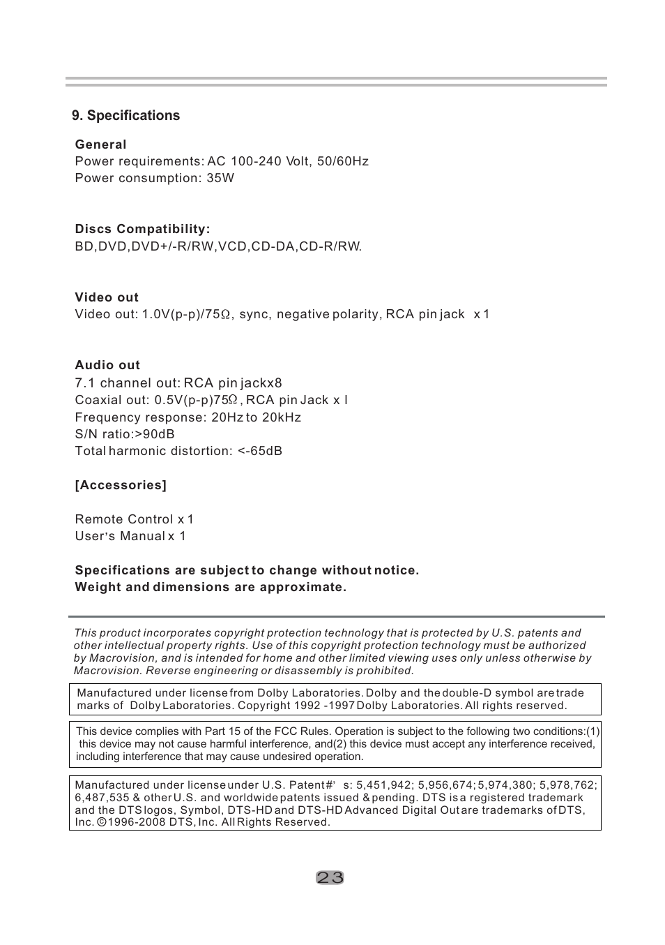 Т³гж 24 | Sherwood BDP-5004 User Manual | Page 24 / 24