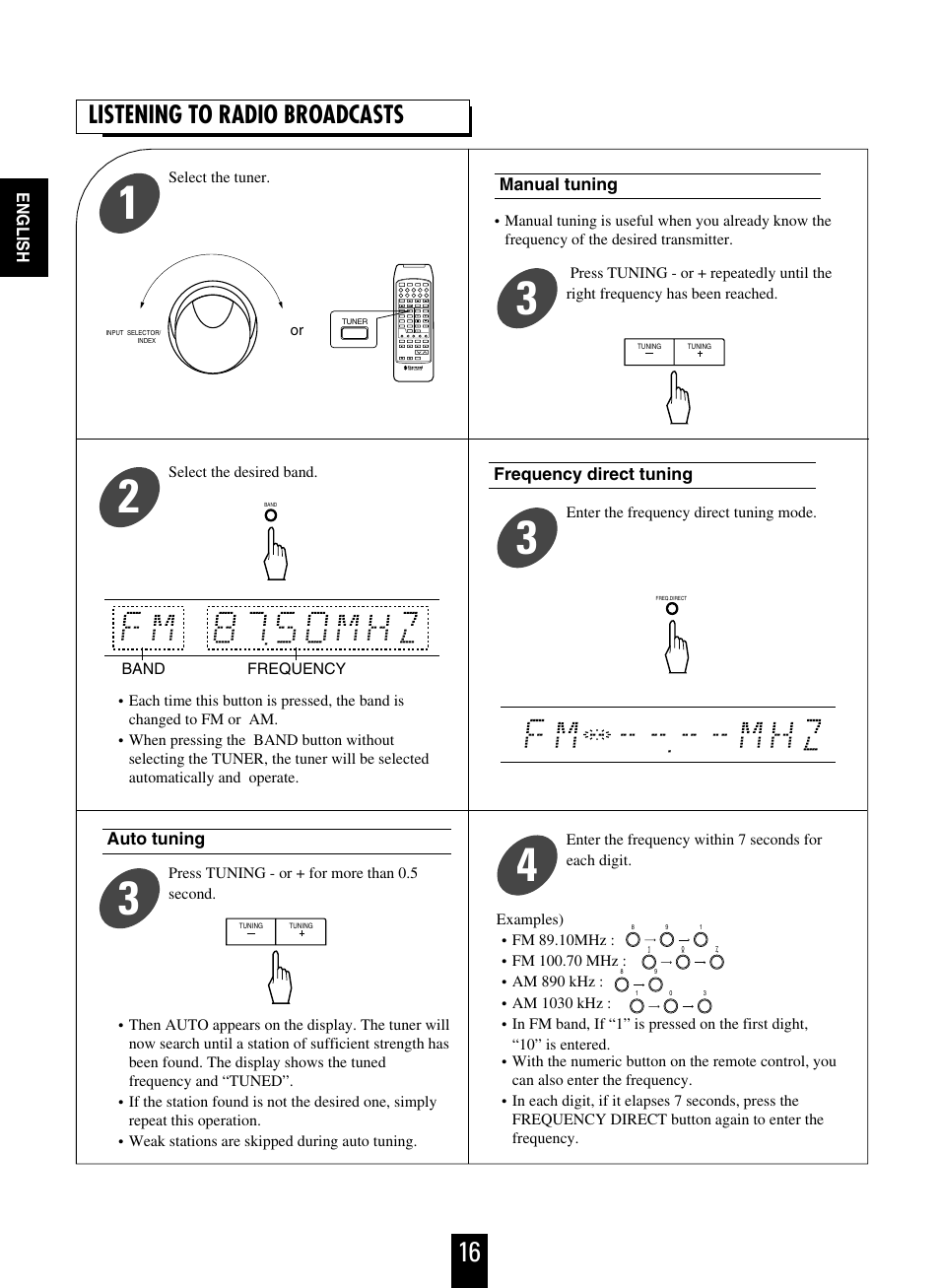 Listening to radio broadcasts | Sherwood R-925 User Manual | Page 16 / 25