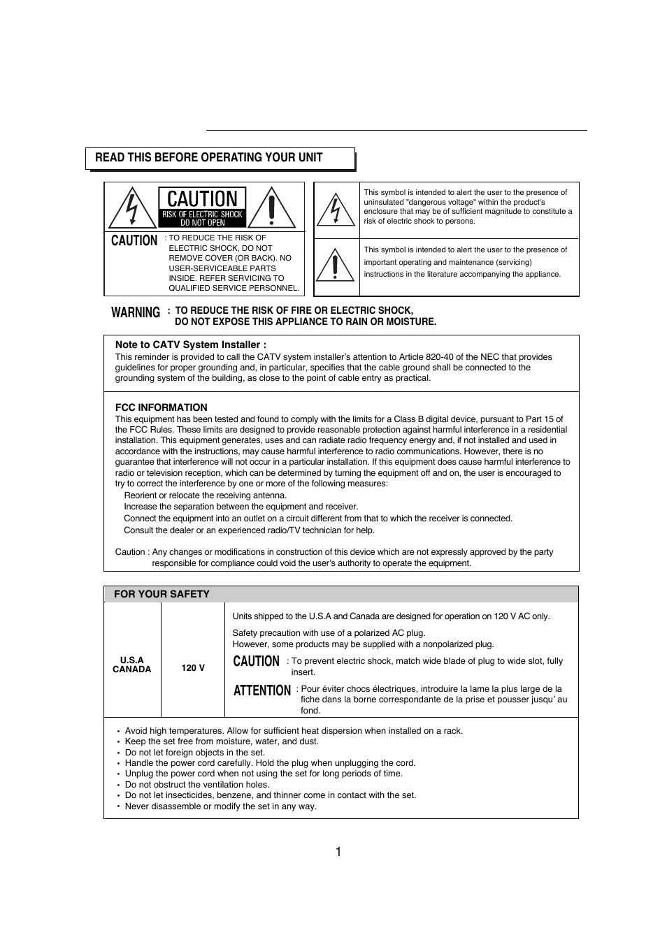 Introduction, Caution warning, Caution attention | Sherwood R-671 User Manual | Page 2 / 58