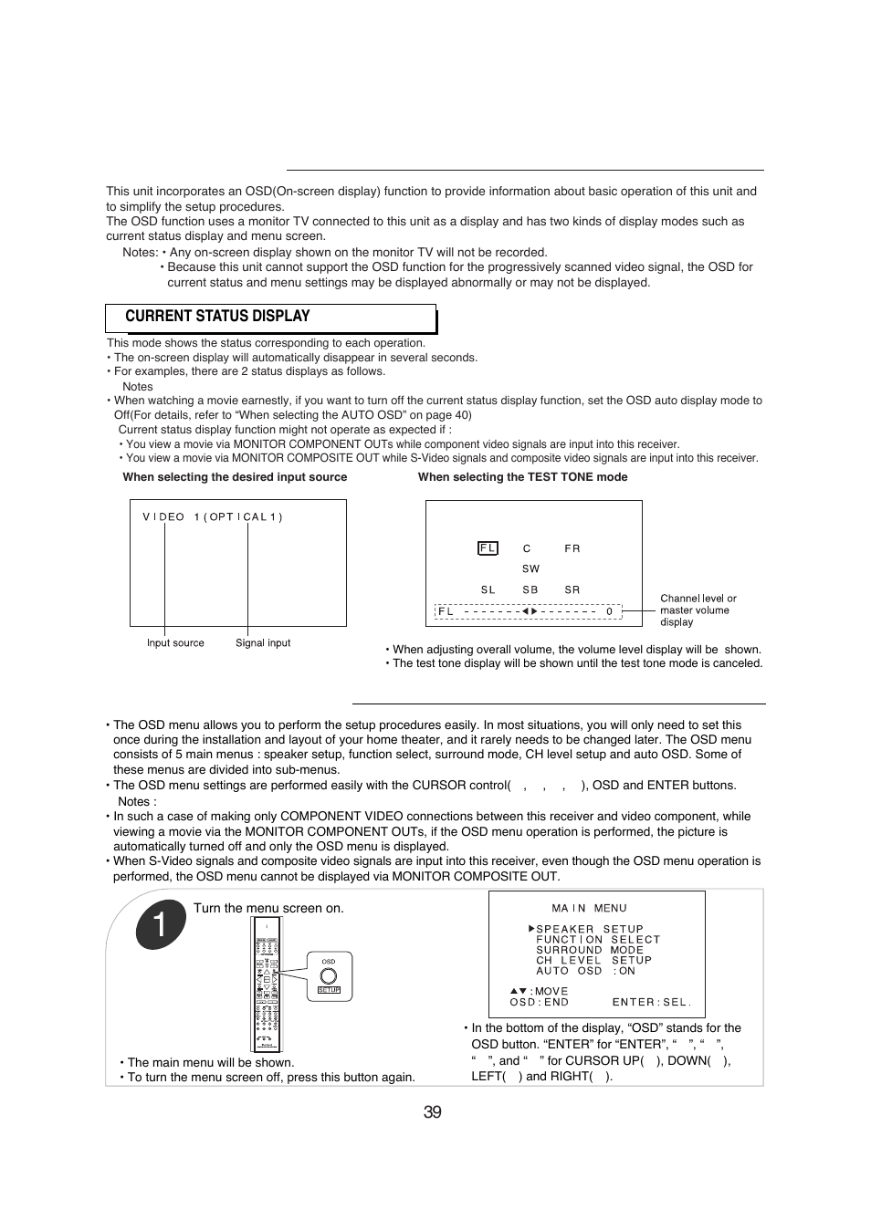 Using the osd, Osd menu settings | Sherwood R-671 User Manual | Page 40 / 58
