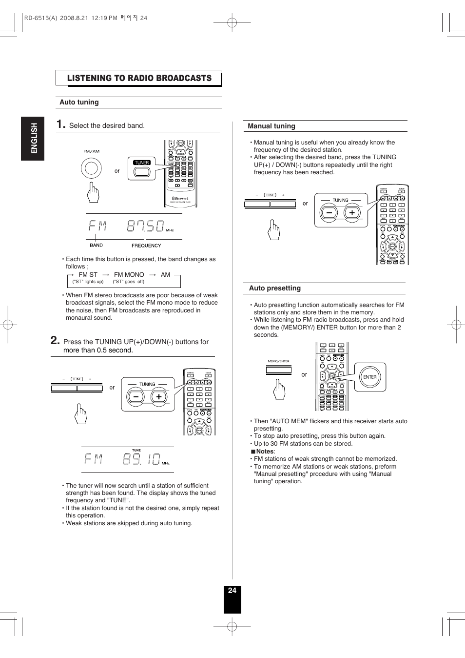 Listening to radio broadcasts | Sherwood RD-6513 User Manual | Page 23 / 44