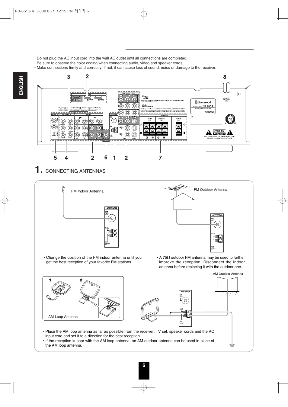 System connections | Sherwood RD-6513 User Manual | Page 5 / 44