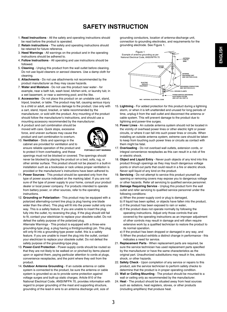 Safety instruction, English | Sherwood P-965 User Manual | Page 3 / 68