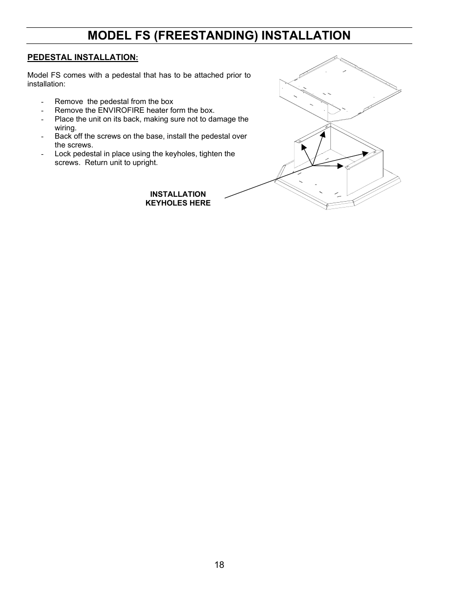 Model fs (freestanding) installation | Sherwood EF-3 BAYI User Manual | Page 18 / 28