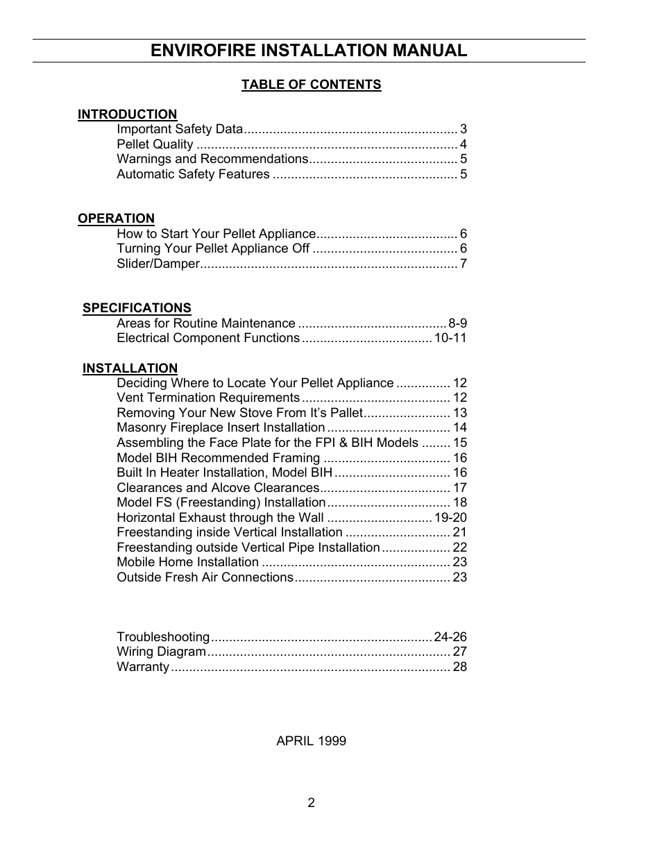 Envirofire installation manual | Sherwood EF-3 BAYI User Manual | Page 2 / 28