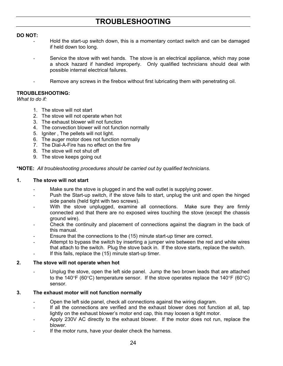 Troubleshooting | Sherwood EF-3 BAYI User Manual | Page 24 / 28