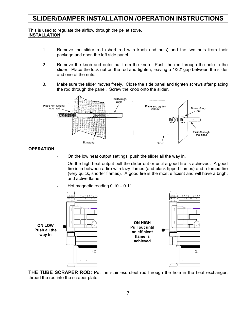 Installation, Operation, Slider/damper installation /operation instructions | Sherwood EF-3 BAYI User Manual | Page 7 / 28