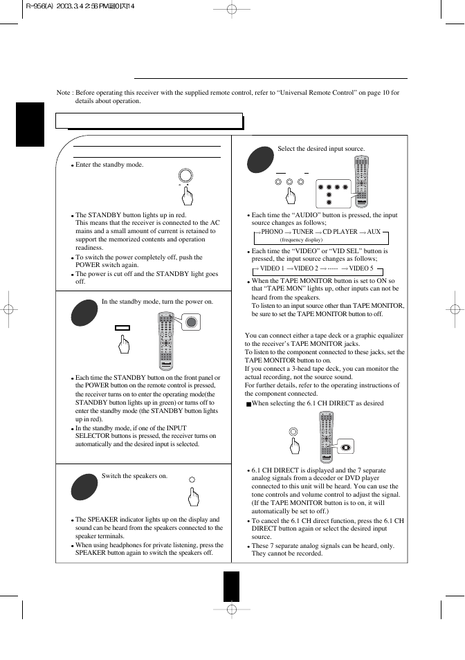Operations | Sherwood R-956 User Manual | Page 14 / 35