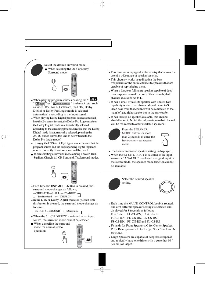 1 9 enjoying surround sound | Sherwood R-956 User Manual | Page 19 / 35