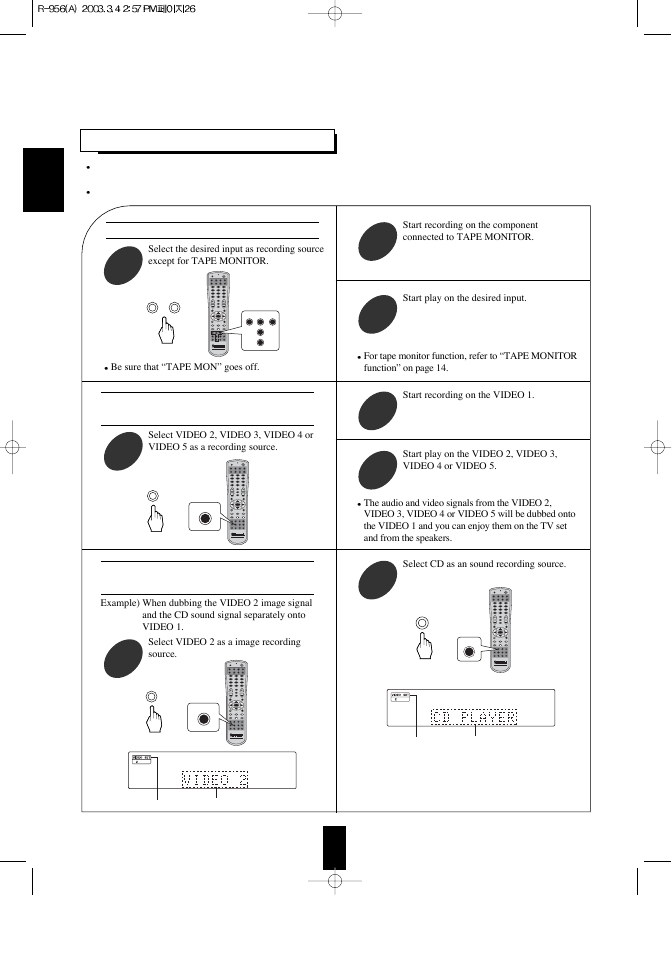 2 6 recording | Sherwood R-956 User Manual | Page 26 / 35