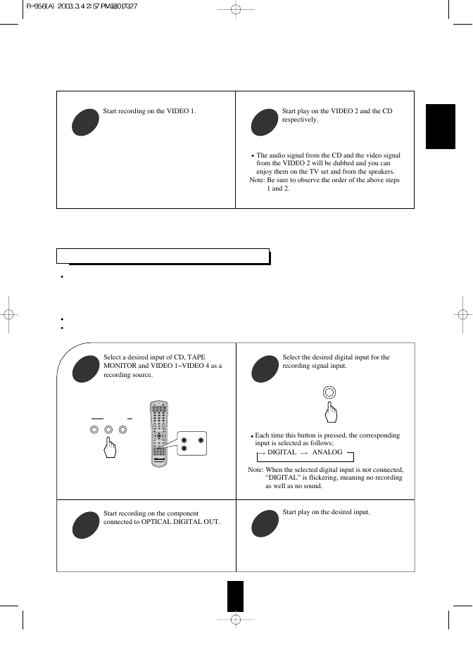 2 7 digital audio recording with | Sherwood R-956 User Manual | Page 27 / 35
