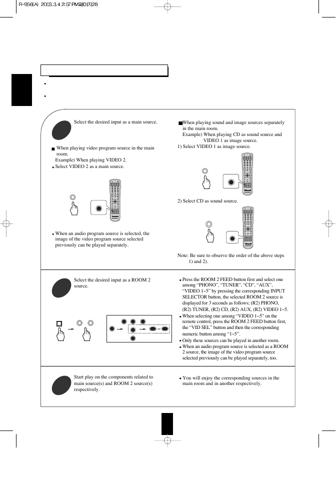 2 8 multi source playback | Sherwood R-956 User Manual | Page 28 / 35