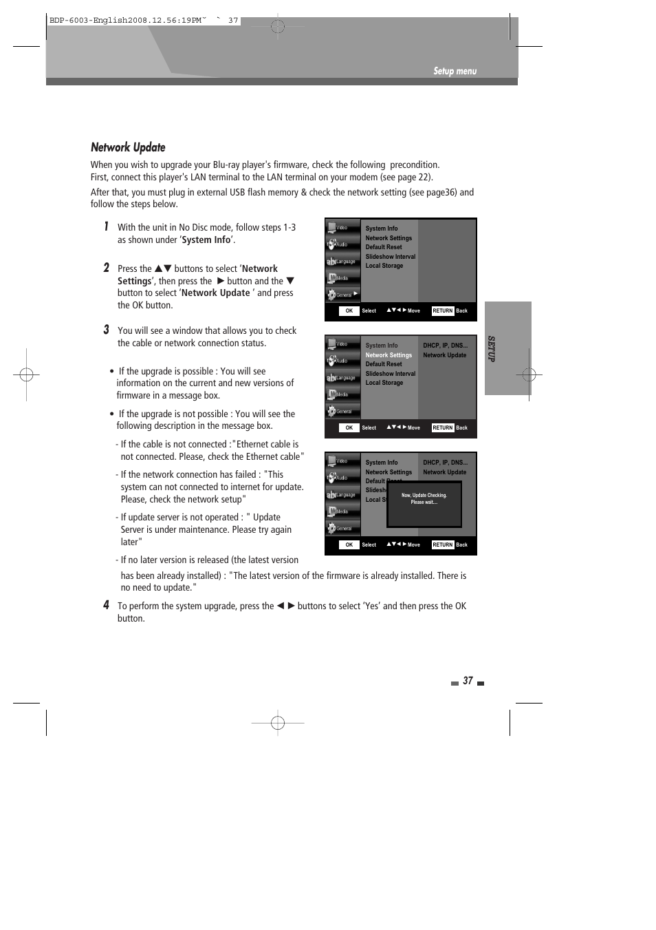 Network update | Sherwood BDP-6003 User Manual | Page 38 / 56
