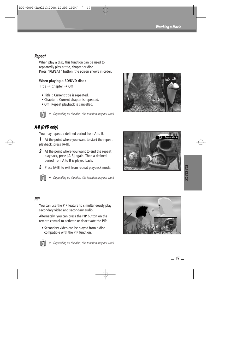 A-b (dvd only), Repeat | Sherwood BDP-6003 User Manual | Page 48 / 56