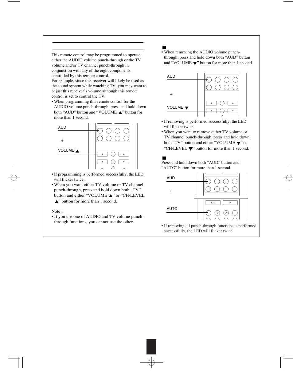 Using a punch-through function, Volume, Auto | Sherwood R-765 User Manual | Page 17 / 48