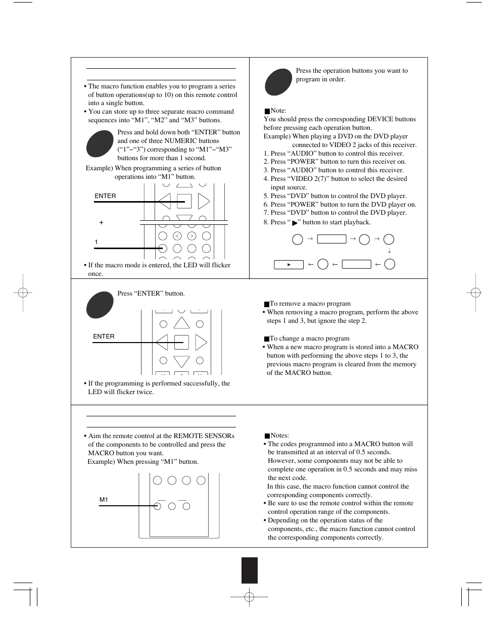 Programming a macro function, Operating a macro function, Enter | Sherwood R-765 User Manual | Page 18 / 48