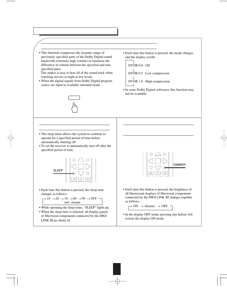 Other functions, Operating the sleep timer, Sleep dimmer | Sherwood R-765 User Manual | Page 36 / 48