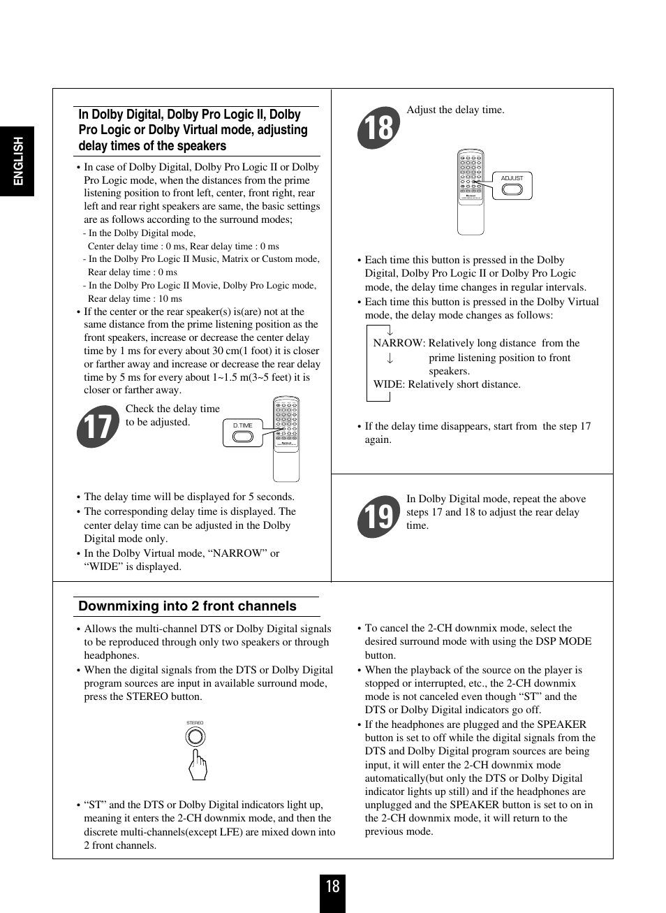 Downmixing into 2 front channels | Sherwood RD-6108 User Manual | Page 18 / 25