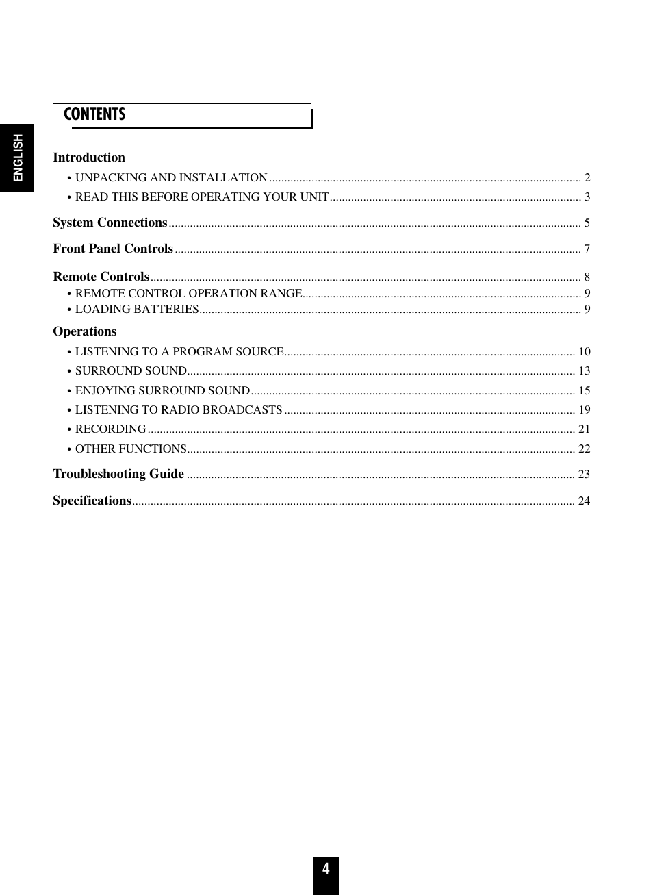 4contents | Sherwood RD-6108 User Manual | Page 4 / 25
