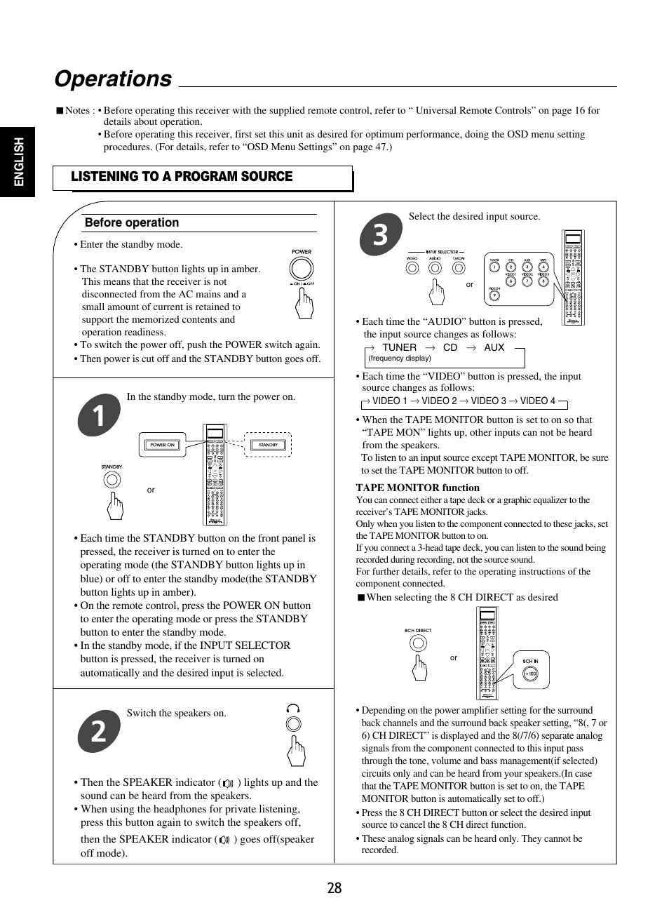 Operations | Sherwood R-865 User Manual | Page 28 / 76
