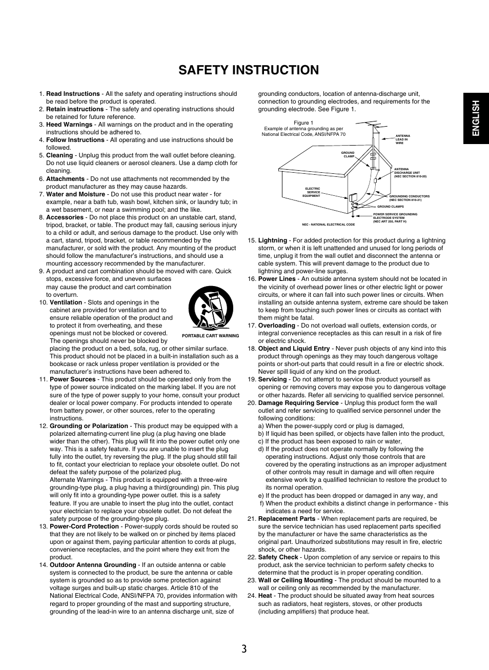 Safety instruction, English | Sherwood R-865 User Manual | Page 3 / 76