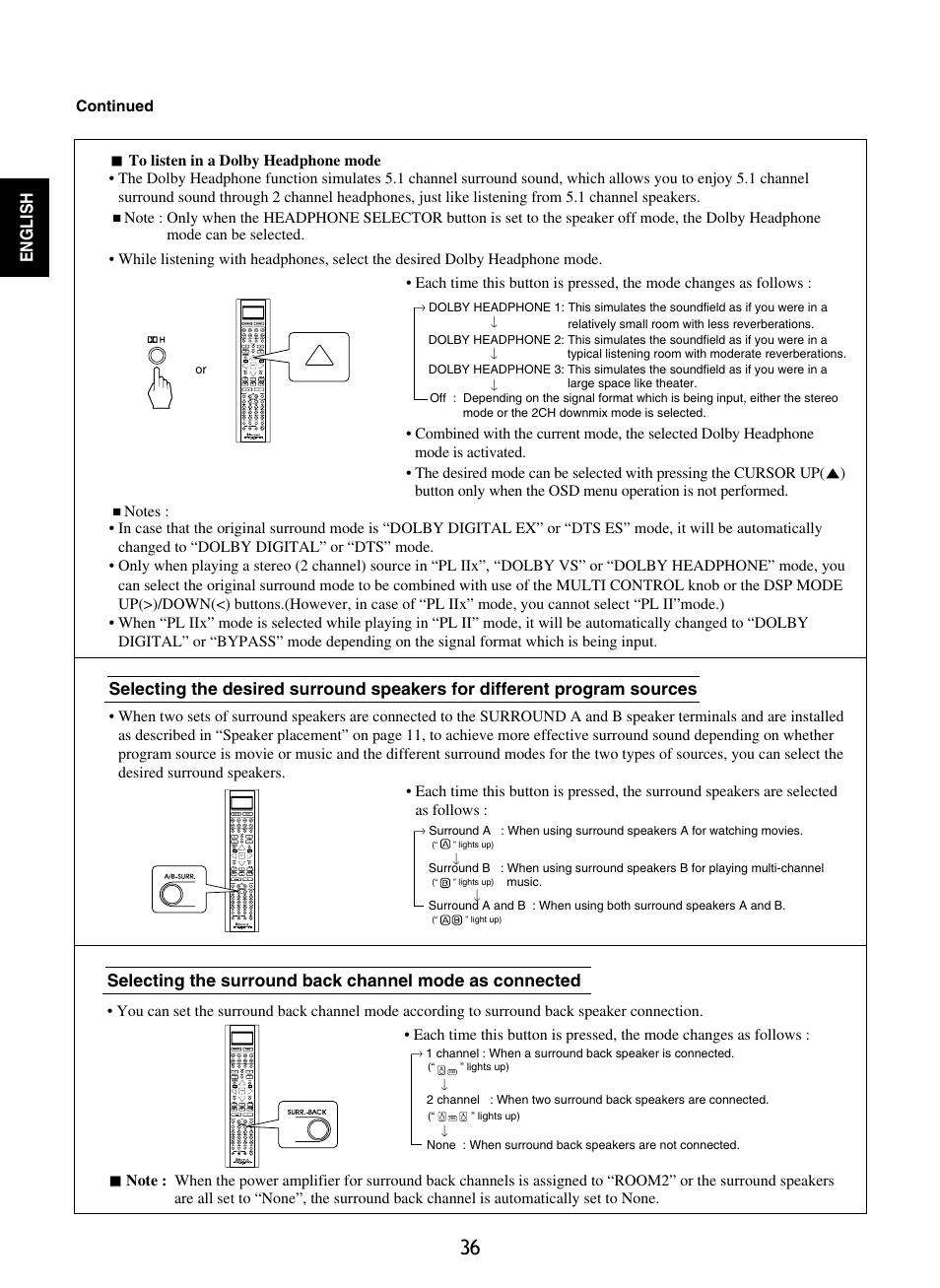 English | Sherwood R-865 User Manual | Page 36 / 76