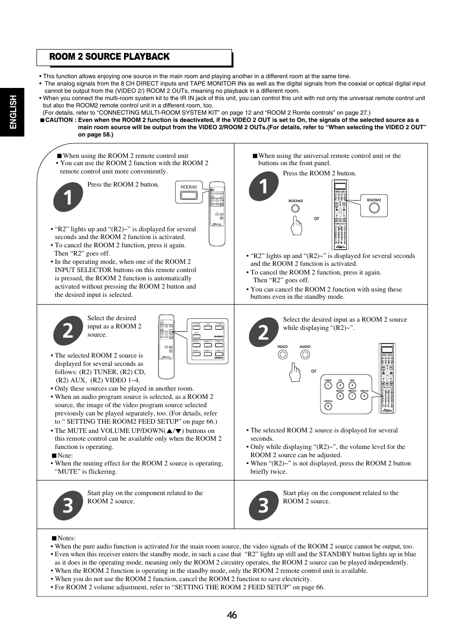 Room 2 source playback | Sherwood R-865 User Manual | Page 46 / 76
