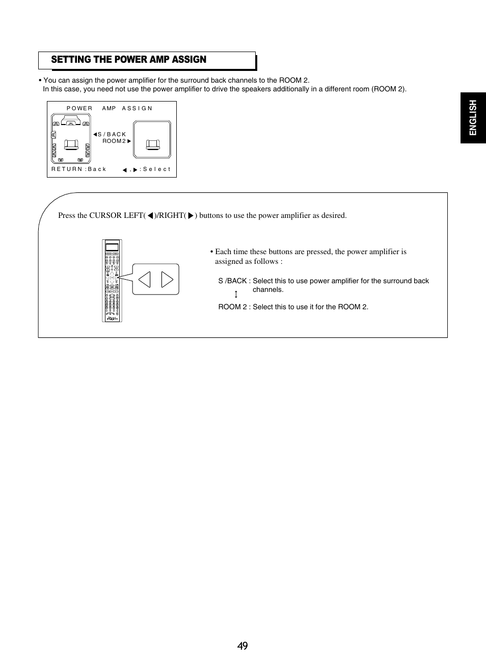 Setting the power amp assign | Sherwood R-865 User Manual | Page 49 / 76