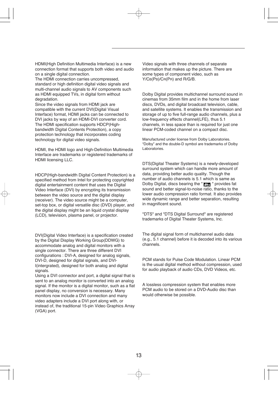 Definition of terms | Sherwood HSB-600 User Manual | Page 14 / 16