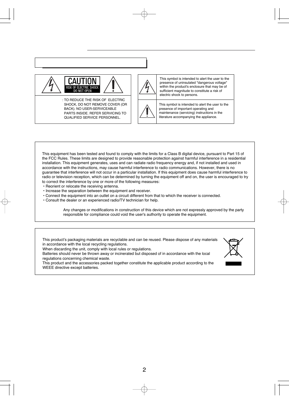 Introduction, Caution warning | Sherwood HSB-600 User Manual | Page 3 / 16