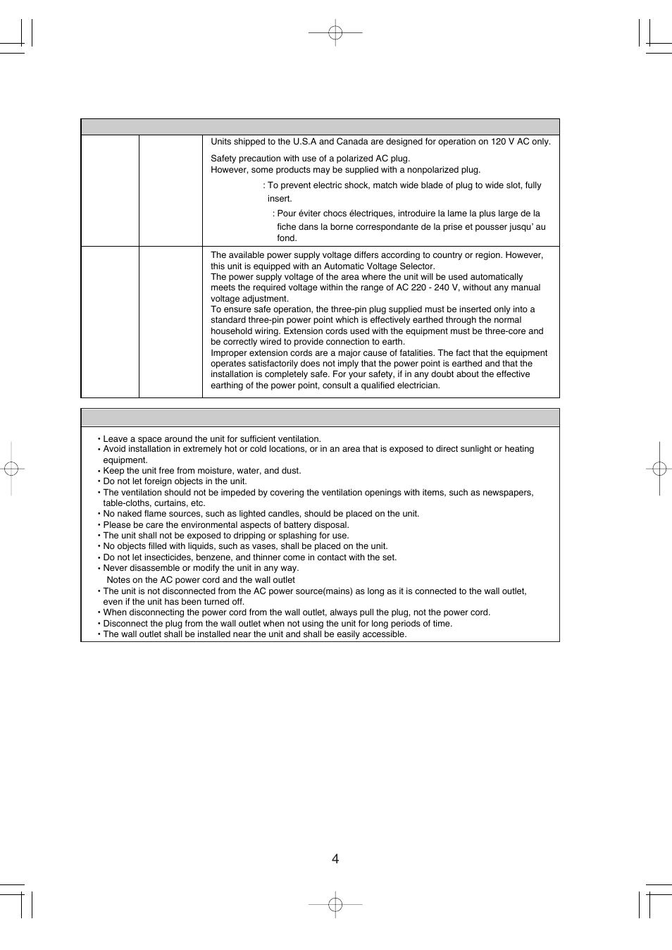 Caution, Attention | Sherwood HSB-600 User Manual | Page 5 / 16